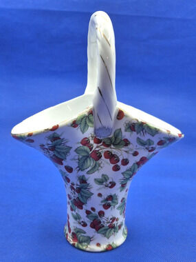 Porcelain Strawberry Chintz Basket 9.5" Tall Formalities by Baum Brothers